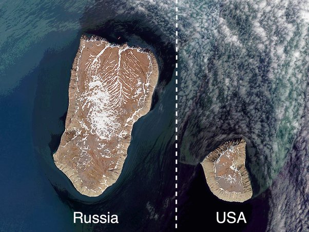 The distance between Russia and America. 50